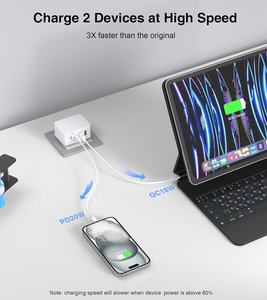 USB C 40W 4พอร์ตชาร์จเร็วบล็อก PD อะแดปเตอร์ไฟฟ้า QC 3.0ชนิด C ที่ชาร์จผนังสำหรับแล็ปท็อปผนังกล่องอิฐ - Product Image 5