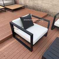 Canapé de jardin en aluminium Hangkai au design simple avec coussins pour mobilier d'extérieur de villa