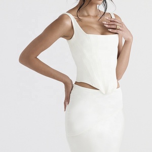 Abbigliamento Femminile di Moda, Produzione OEM Personalizzata, Top Estivo Sexy in Raso Avorio, Corsetto Lungo - Product Image 4