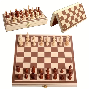 Boîte cadeau en bois de luxe en gros, boîte de rangement en bois de haute qualité, boîte de rangement en bois pliable portable, jeux d'échecs internationaux - Product Image 3