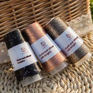 Yue/diy เสื้อสเวตเตอร์ลูกบอลขนสัตว์แบบทอมือสีทองเงินปักเลื่อมลายดอกไม้สีสันสดใสผ้าสิ่งทอสำหรับของขวัญแปลกใหม่ - Product Image 2