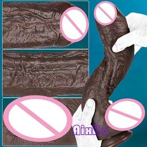 Grand Godemichet Noir en Silicone à Double Densité avec Ventouse, Godemichets Anaux de Grande Taille avec Tige Courbe pour Stimulation du Point G et Étirement Anal Profond - Product Image 3