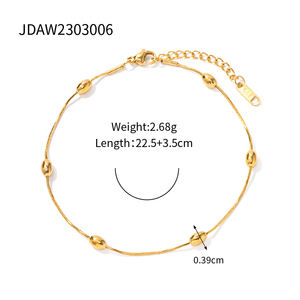 नई आगमन 18 K गोल्ड लगाए स्टेनलेस स्टील श्रृंखला पायल गहने अंडाकार मोती पायल महिलाओं के लिए - Product Image 6