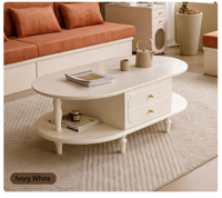 Table basse moderne en bois massif, durable, écologique, facile à nettoyer, style mid-century, avec tiroirs de rangement, pour appartement, hôtel, salon, maison