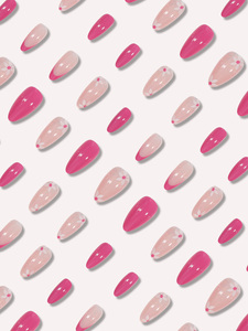 Encantador juego de <span class=keywords><strong>uñas</strong></span> francesas de color <span class=keywords><strong>rosa</strong></span> <span class=keywords><strong>brillante</strong></span>, flor de salto doble, diseño personalizado, <span class=keywords><strong>uñas</strong></span> postizas ABS para dedos a la moda - Product Image 4