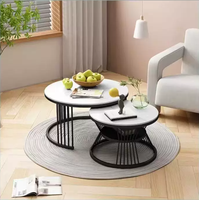 Table basse moderne de luxe avec cadre en métal et panneau en pierre, facile à assembler, design décoratif personnalisable pour salon
