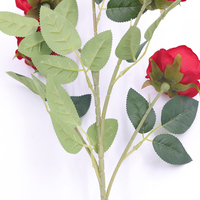 Bulk Florals Hochwertige 5 Köpfe Künstliche Single Real Touch Samt Rote Rose Blume für Hochzeits dekoration