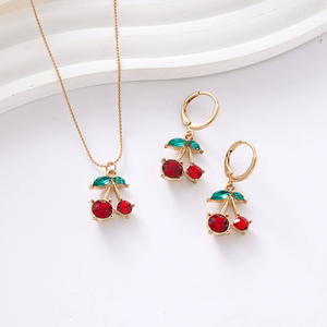 Fashion Cherry Gold Jewelry Set for Jewelry Set Shop Party <strong>Jewlery</strong> Wholesale N20230201 - Product Image 1