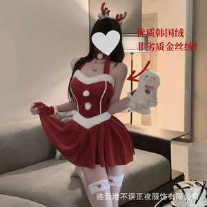 Christmas-themed sexy lingerie set, red dress, women's ascetic nightgown uniform set, qqny - Product Image 3