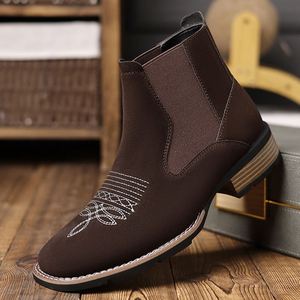 2025 New Arrival Chelsea Boots Embroidered Slip-on Boots Men's Suede Boots - Product Image 4
