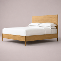 Zeitgenössisches Hochwertiges Langlebiges Queen/King Size Massivholz-Plattformbett Minimalistisches Französisches Design Anpassbare Farbe Schlafzimmer