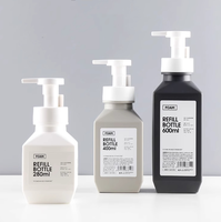 Flacon pompe en plastique PET design tendance à épaule oblique pour savon moussant et crème visage 280ml 400ml 600ml