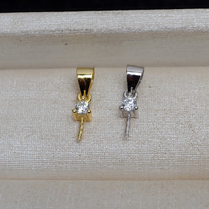 S925 Silver DIY Accessories Guazi Buckle Princess Straight Needle Pendant 8-12 <b>Pearl</b> Empty Tray 4124 <b>Loose</b> <b>Pearls</b> - Product Image 3