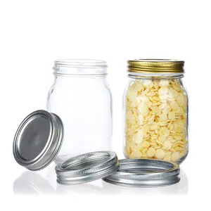 8盎司玻璃罐普通规格梅森罐，带银色金属密封盖，用于食品储存罐装饮用
