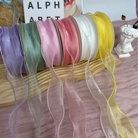 Ruban en satin motif arêtes de poisson, coloré, pour bouquets de fleurs, matériaux d'emballage floral DIY avec impression unie pour la confection de nœuds