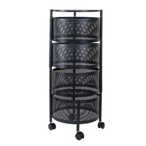 Wholesale Black Kitchen Storage Rotatable Food Storage Shelves Shelf 360 Degree Baskets