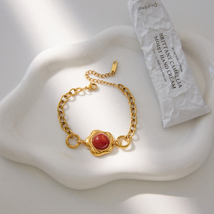 Pulsera de Ágata de Diseño con Cadena de Oro y Piedras Engastadas, Joyería para Mujer, Regalo, Brazalete de Moda - Product Image 4