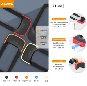 Uielock Waterdichte Anti-Diefstal Bluetooth App Sleutelloze Metalen Vingerafdruk Elektronische Fiets Smart Lock U Slot Voor Motorfiets En Fiets