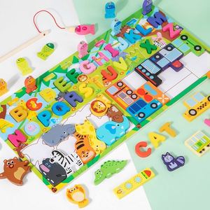 Juguete Educativo de Madera para la Primera Infancia, Actividad Interactiva para Padres e Hijos, Rompecabezas de Dos Estilos, Tablero de Números, Pesca, Juego de Emparejamiento, Matemáticas Divertidas - Product Image 1