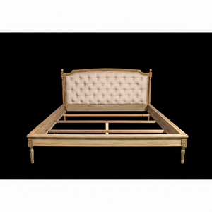 Sanare Luxury Midcentury cama coreana moderna de madera maciza de Acacia con cabecero tapizado plegable respetuoso con el medio ambiente duradero - Product Image 1
