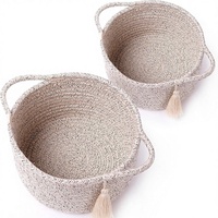 Panier de rangement pliable en corde de coton fait main, style nordique réaliste, petit bac organisateur pour jouets, chambre d'enfant, linge, décoration intérieure