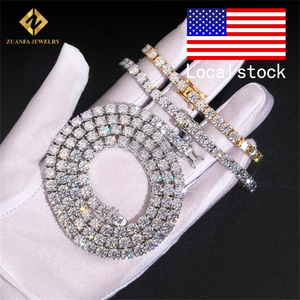 Bộ dây chuyền và vòng tay Tennis mạ bạc <span class=keywords><strong>S925</strong></span> 5mm VVS1 Moissanite kim cương, chứng nhận GRA, phong cách Hip Hop Iced Out, xuất xứ từ Mỹ - Product Image 1