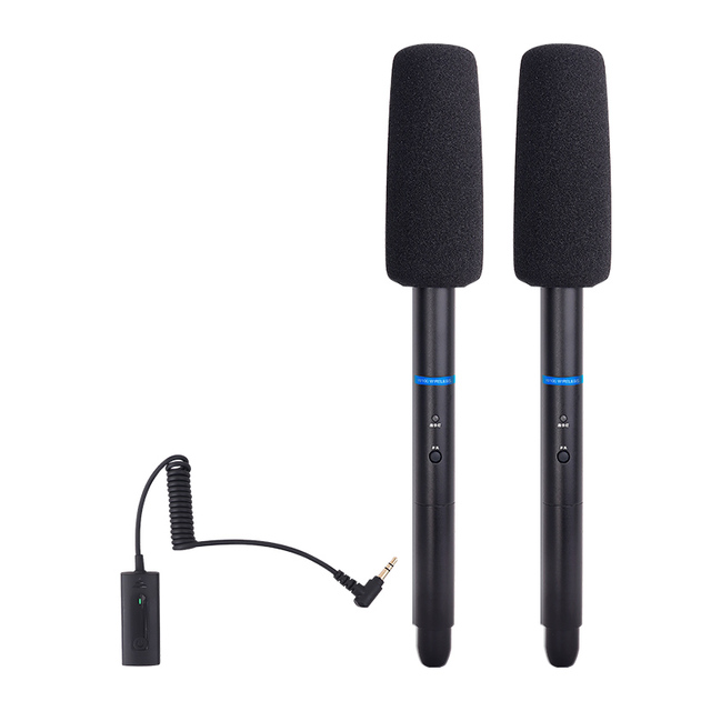 Dual Channel Handheld Interview Wireless Microphone for DSLR Camera
