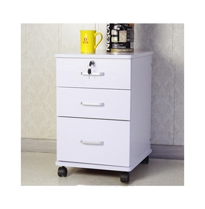 Three Drawers White <strong>Bedside</strong> <strong>Table</strong> - Product Image 1