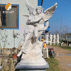 Psiche classiche di roma antica a grandezza naturale ravvivate dalla scultura in marmo bianco della statua del bacio di cupido - Product Image 6