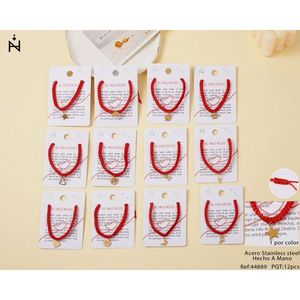 Braccialetto Intrecciato con Filo di Seta e Ciondolo in Acciaio Inossidabile PULSERA - Product Image 3