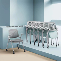 Chaise pliante portable en plastique gris pour la formation en bureau ou les achats en gros de mobilier de bureau