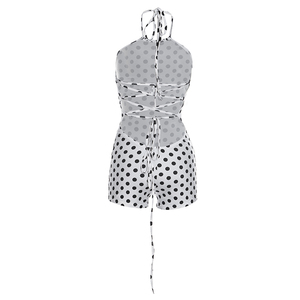 Viviblook D26RP080 Mono de Verano para Mujer, Sexy, sin Mangas, Nuevo, con Estampado de Puntos, Tirantes Halter, Espalda Descubierta, de una Pieza - Product Image 6