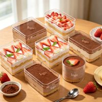 Boîte à gâteau carrée prête à être expédiée, boîte à mousse française, conteneur pour morceaux coupés, emballage transparent pour pâtisserie avec fenêtre transparente