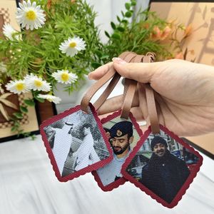 Hanging Ornament Blank <b>Bag</b> <b>Charm</b> Pendant Personalized Custom Photo PU Leather Pendant with Strap - Product Image 4