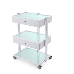 Dongpin Beauty Three Layer Tempered Glass Storage <b>Cart</b> With Wheels For Salon Use - Product Image 2