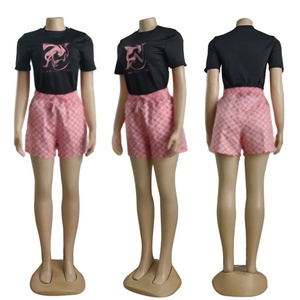 Vêtements de marque pour femmes, tendance, imprimés en 3D, ensemble short à manches courtes, 100% coton, vêtements de créateur boutique - Product Image 5