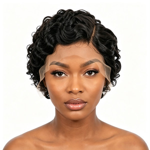 Pelucas Afro Tejidas a Mano para Cabello Corto y Rizado, Pelucas Negras de Cabello Corto, Densidad 150 - Product Image 6