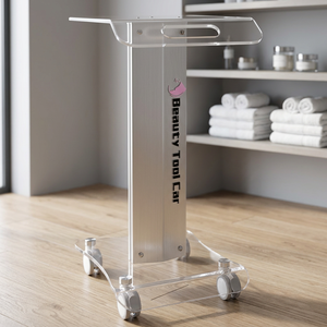 Chariot à roulettes de luxe moderne en ABS avec prise USB 2-en-1 certifiée CE blanche pour salon, spa, clinique et usage médical - Product Image 5