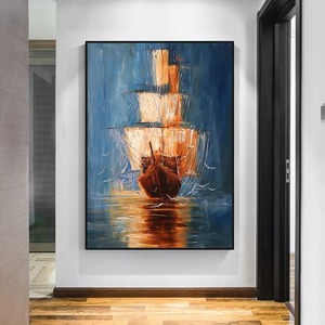 Pittura a Olio Moderna Dipinta a Mano su Tela Barca a Vela sul Mare Quadro Astratto Arte <span class=keywords><strong>da</strong></span> Parete per Soggiorno <span class=keywords><strong>Camera</strong></span> <span class=keywords><strong>da</strong></span> <span class=keywords><strong>Letto</strong></span> Decorazione Casa - Product Image 4