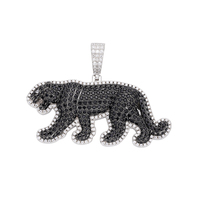 Hiphop nouveauté solide 925 argent glacé diamants panthère noire personnalisé Moissanite pendentif pour hommes