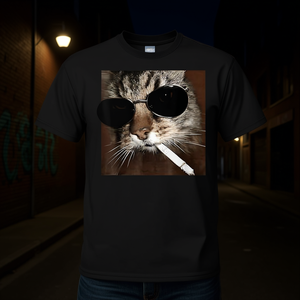 Cat Meme Wearing Sunglasses And Smoking <b>Cigarette</b> Gangster Cat T-Shirt - Product Image 3