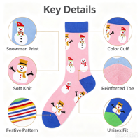 Chaussettes en coton jacquard unisexes pour Noël, motif bonhomme de neige, chaussettes de mode pour les fêtes, motif personnalisé OEM, logo