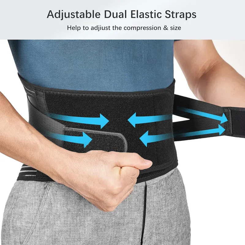 Fitness Black Compression Medical Waist Support Lower Back Pain Relief Waist Support With Steel