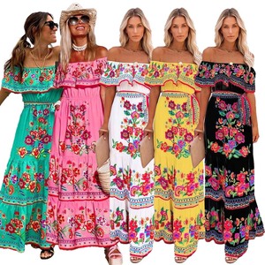 Mexican Style Dress - Mexican Cocktail Dress - Bohemian Floral Print