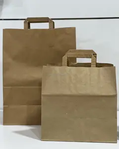 Wholesale flat handle Kraft paper bags plain bags custom printed bags