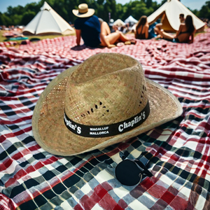 Chapeau de cowboy en paille imprimé avec logo personnalisé en gros chapeau de soleil d'été unisexe avec bande pour hommes décontractés et de voyage - Product Image 3