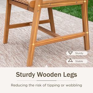 Acacia gỗ ăn uống ngoài trời ghế Bộ 2, ghế bành với lưu trữ wicker trở lại thiết lập, farmhuse phong cách Gỗ Tếch bàn sân ban công - Product Image 5