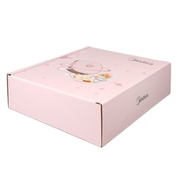 Boîte cadeau rigide en carton ondulé kraft rose recyclable personnalisée pour vêtements, format A4, avec revêtement UV et gaufrage