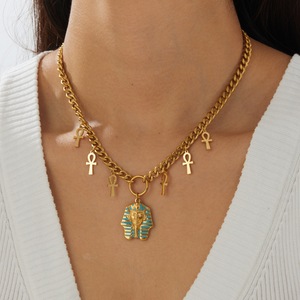 Egyptian Pharaoh Pendant Necklace Gold Plated Stainless Steel <b>Chain</b> Themed Pendants Daily Wear Gift Jewelry - Product Image 2