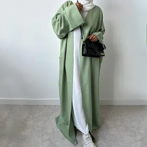 Tùy Chỉnh Linen Mở Abaya Dubai Eid Thời Trang Mới Hồi Giáo Quần Áo Kimono Cardigan Chất Lượng Cao Abaya Phụ Nữ Hồi Giáo Ăn Mặc